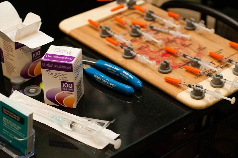 Tray of prepared syringes and supplies