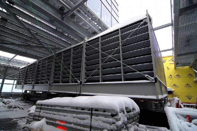 Large rooftop HVAC units on a commercial building