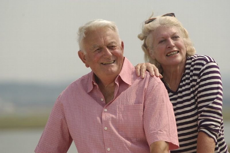 Smiling senior couple outdoors
