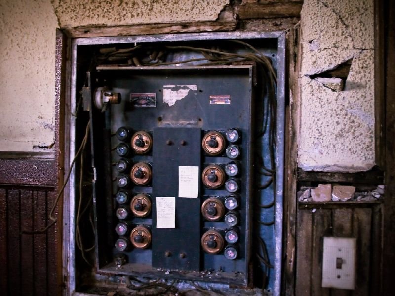 Open electrical breaker panel