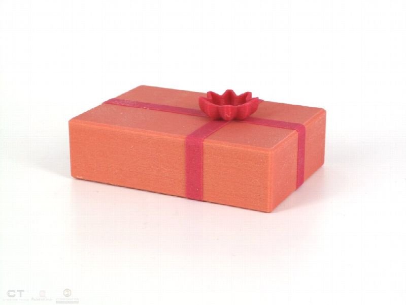Wrapped gift box with a ribbon